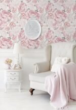 Safiyya Pink Floral Wallpaper Peel and Stick Removable Self Adhesive Wall Paper for Bedroom Bathroom Flowers Contact Paper for Cabinets Walls Vinyl Rolls 78.7''x 17.3" - - Image 7