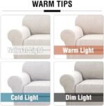 H.VERSAILTEX 3 Piece Stretch Sofa Covers for 2 Cushion Sofa Couch Covers for Living Room Sofa Slipcovers (Base Cover Plus 2 Seat Cushion Covers) Thicker Jacquard Fabric(Large Sofa, Ivory) : Home & Kitchen - Image 3