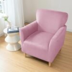 MIFXIN Banquet Armchair Slipcovers Chair Cover Velvet Stretch Armchair Sofa Cover 1 Piece Spandex Elastic Furniture Protector Couch Slipcover for 1-Seater Sofa with Arms (Pink) : Home & Kitchen - Image 8