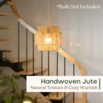 Chi An Home 11.8" Boho Jute Plug in Pendant Light, Handwoven Natural Hanging Lamp Plug in with Dimmable Light Switch, Wicker Hanging Light Fixture for Bedroom Living Room Kitchen (No Bulb Included) - - Image 7