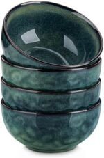 | vancasso Starry 24oz Bowls for Soup, Ceramic Deep Soup Bowls Set of 4, Green Cereal Bowls Set for Kitchen, Salad Bowls Set, Pasta Oatmeal Bowls, Lead-free, Dishwasher & Microwave Oven Safe Cereal Bowls