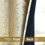 FMFUNCTEX 100% Blackout Curtains Ivory Gold Tree for Living Room, Curtains 84 Inches Long Foil Branch Patterned Panels for Bedroom, Thermal Insulated Drapes Home Office Grommet Top 2 Panels : Home & Kitchen - Image 6