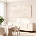 Artists' Handicraft, Large 3D Fabric Hand Painted Framed Abstract Wall Art, Minimalist Modern Luxury Artwork, Boho Modern Long Beige Wall Decor, Neutral Paintings for Living Room Bedroom Hallway Office, Horizontal, 54x27 In: Posters & Prints - Image 9