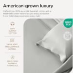 Threadmill Luxury Supima Cotton Sheets, 1200 Thread Count Soft 100% Cotton Sheets for King Size Bed, 4 Pc Light Grey King Bed Sheets Set, 5-Star Hotel Quality with Elasticized Deep Pocket King Sheet : Home & Kitchen - Image 3