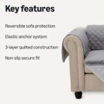 Amazon Basics Quilt Reversible Sofa Slipcover, Three seat Sofa, Large, Gray/Light Gray : Home & Kitchen - Image 2