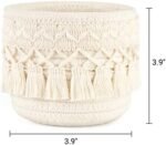 Mkono Macrame Makeup Brush Holder Organizer Comb Brushes Mini Storage Basket Set of 2 Boho Decor Baskets for Pen Pencil Box Container ,Ivory : Beauty & Personal Care - Image 7