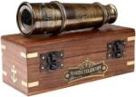 1920 Dollond London Brass Maritime Telescope – 15” Vintage Nautical Spyglass Pirate Telescope Antique Look – Solid Brass Mounted Scope with Wooden Box : Home & Kitchen
