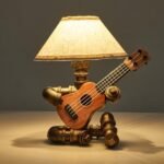 Lovefindahome Vintage Industrial Robot Guitar Table Lamp with Bulb - Remote Control,Timer,Dimmable - Cool Gifts for Music Lovers,Men,& Musicians - Steampunk & Retro Style Bronze - - Image 8