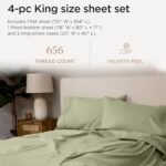 Threadmill American Supima King Size Sheets Set | 656 Thread Count 4 Piece Luxury Bed Sheets for King Size Mattress | 5 Star Hotel Quality Sheets with Elasticized Extra Deep Pocket | Sage Green Sheets : Home & Kitchen - Image 2
