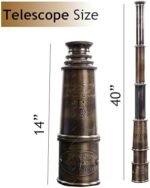 1920 Dollond London Brass Maritime Telescope – 15” Vintage Nautical Spyglass Pirate Telescope Antique Look – Solid Brass Mounted Scope with Wooden Box : Home & Kitchen - Image 3