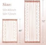 jinchan Semi Sheer French Door Curtain with Tie Up Bows Floral Embroidered Voile Privacy Curtain for Patio Door Closet Sliding Glass Door Rod Pocket 72 Inch 1 Panel Pink : Home & Kitchen - Image 8