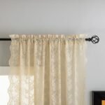 YJ YANJUN Beige Lace Curtains 63 inches Length 2 Panels Antique Chic Floral Sheer Curtains with Scalloped Edges Rod Pocket French Country Crochet Curtains for Bedroom Dining Room W52 X L63 : Home & Kitchen - Image 3
