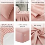Luxury Bamboo Market | King Size Bed Sheet Set | 100% Viscose Made from Bamboo | Organically Grown | Ultra Soft | Cooling Sheets for Hot Sleepers | 17" Deep Pocket [Rose Quartz] : Home & Kitchen - Image 6