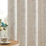 Beauoop Beige Floral Jacquard Blackout Curtains 84 Inches Long 2 Panels for Bedroom Living Room Flower Chenille Room Darkening Thermal Insulated Soundproof Grommet Window Treatments Drapes 52x84x2 : Home & Kitchen