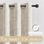 Beauoop Beige Floral Jacquard Blackout Curtains 84 Inches Long 2 Panels for Bedroom Living Room Flower Chenille Room Darkening Thermal Insulated Soundproof Grommet Window Treatments Drapes 52x84x2 : Home & Kitchen - Image 6