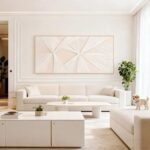 Artists' Handicraft, Large 3D Fabric Hand Painted Framed Abstract Wall Art, Minimalist Modern Luxury Artwork, Boho Modern Long Beige Wall Decor, Neutral Paintings for Living Room Bedroom Hallway Office, Horizontal, 54x27 In: Posters & Prints - Image 8