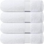 Infinitee Xclusives Luxury 100% Ring-Spun Cotton White Bath Towels Set of 4 (27x54 inches) – Soft, Absorbent & Quick-Drying Towels for Bathroom, Gym, Spa & Hotel Use (Brilliant White, Bath Towels) : Home & Kitchen