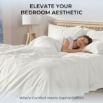 Mayil Manor 100% Natural Cotton Bed Sheets | 500 TC Single-Ply Sateen Weave King Size Sheets Set | Breathable & Hypoallergenic Solid 4-Piece Bedding with Deep Pocket Fitted, Flat, Pillowcase | White : Home & Kitchen - Image 6