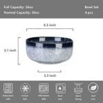 S&Q'S CERAMICS Cereal Bowls - 36 Ounce, Japanese Noodle Bowl Set, Ceramic Bowls for Kitchen, Breakfast, Oatmeal, Microwave and Dishwasher Safe, [Set of 4], Dark Blue : Home & Kitchen - Image 2