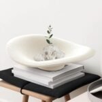 Decorative Bowl, 10 in Fruit Bowl for Kitchen Counter, Ceramic Centerpiece Bowl for Home Decor, Modern Key Tray for Entryway Table, White Candy Bowl for Aesthetic Kitchen, Coffee Table, Minimalist: Home & Kitchen