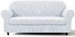 SUBRTEX 2 Piece Couch Covers, Jacquard Damask 3 Seater Sofa Cover with Seat Cushion, Stretch Sofa Slipcovers Non Slip Furniture Protector for Dogs Pets (Large, Light Grey) : Home & Kitchen