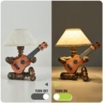 Lovefindahome Vintage Industrial Robot Guitar Table Lamp with Bulb - Remote Control,Timer,Dimmable - Cool Gifts for Music Lovers,Men,& Musicians - Steampunk & Retro Style Bronze - - Image 2