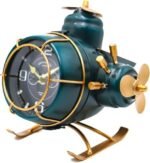 YOUKI Airplane Desk Clocks,Tabletop Decor,Airplane Gifts for Men,Industrial Decor,Shelf Clock for Bedroom Office,Silent No Ticking,Battery Operated,Green,8.6 x 8.4 x 7.5 inches : Home & Kitchen