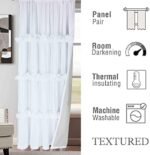 Homechoice Decor Thermal Insulated Blackout Window Curtains, 54" W x 84" L x 2 Panels, Boho Ruched Window Treatments with 3 Rows of Butterfly Flowers, Rustic Rod Pocket Drapes for Room, White (LQ-30) : Home & Kitchen - Image 8