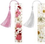 Bookmarks for Women, Kaluofan 2PCS Book Marks for Reading Women, Durable Handmade Dried Flower Resin Bookmarks with Tassels, Pretty and Increase Reading Interest : Office Products