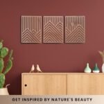qmmp Modern Wooden Wall Sculptures - Set of 3 - Home Decor Accent - Large Wall Art for Living Room, Bedroom, Office - Easy Installation (Oak, Medium - Mountain and Sun) : Home & Kitchen - Image 5