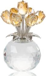 Arikyrist Crystal Gold Rose Bouquet Figurine with Round Vase, Glass Rose Flower Romantic Gifts for Women Mom on Christmas, Collectible Decoration Table Centerpiece for Home : Home & Kitchen