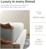 Threadmill Luxury Supima Cotton Sheets, 1200 Thread Count Soft 100% Cotton Sheets for King Size Bed, 4 Pc Light Grey King Bed Sheets Set, 5-Star Hotel Quality with Elasticized Deep Pocket King Sheet : Home & Kitchen - Image 5