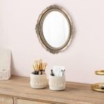 Mkono Macrame Makeup Brush Holder Organizer Comb Brushes Mini Storage Basket Set of 2 Boho Decor Baskets for Pen Pencil Box Container ,Ivory : Beauty & Personal Care - Image 2