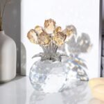 Arikyrist Crystal Gold Rose Bouquet Figurine with Round Vase, Glass Rose Flower Romantic Gifts for Women Mom on Christmas, Collectible Decoration Table Centerpiece for Home : Home & Kitchen - Image 3