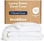 Brooklinen Luxury Sateen Duvet Cover - 100% Cotton, Full/Queen Size in White with Extra-Long Corner Ties and Button Closure | Best Luxury Sheets : Home & Kitchen