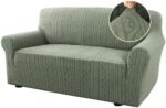 H.VERSAILTEX Couch Covers for 2 Cushion Sofa 1 Piece Stretch Loveseat Slipcover Pet Dog Universal Slip Cover Love Seat Covers Upgrade Thick Jacquard Fabric with Spiral Pattern(58"-70", Sea Grass) : Home & Kitchen