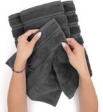 American Soft Linen Luxury 4 Piece Bath Towel Set, 600 GSM 100% Cotton Turkish Bath Towels for Bathroom, 27x54 in Large Bathroom Shower Towels, Dark Gray : Home & Kitchen - Image 5