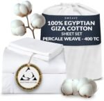 Sweave 100% Egyptian Cotton Percale Sheets King Size - Genuine Luxurious 400 Thread Count - Naturally Crisp, Breathable, Skin-Friendly & Cooling - Softer After Each Wash - Oeko-TEX Certified Giza : Home & Kitchen