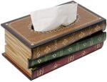 Crafted Classical Retro Wooden Antique Book Tissue Box Cover Rectangular Tissue Holder Dispenser Paper Cover Case Napkin Holder Home Decor for Bathroom Living Room Office car Kitchen : Home & Kitchen