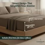 Cloud Scape Linen 100% Egyptian Cotton Sheets King Size, 4 Pieces Breathable and Naturally Cooling Bedding Set, Long-Staple Cotton for Lasting Softness, Deep Pocket Fitted up to 16” King Sheet, Taupe : Home & Kitchen - Image 2