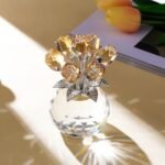 Arikyrist Crystal Gold Rose Bouquet Figurine with Round Vase, Glass Rose Flower Romantic Gifts for Women Mom on Christmas, Collectible Decoration Table Centerpiece for Home : Home & Kitchen - Image 5