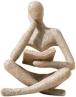 UTTCMK Bookshelf Decor Thinker Statue - Abstract Art Reading Thinker Sculpture Figurine Aesthetic, Modern Home Decoration for Living Room Office Shelves Coffee Table Desk Decor(Beige) : Home & Kitchen