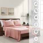 Luxury Bamboo Market | King Size Bed Sheet Set | 100% Viscose Made from Bamboo | Organically Grown | Ultra Soft | Cooling Sheets for Hot Sleepers | 17" Deep Pocket [Rose Quartz] : Home & Kitchen - Image 3