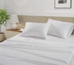 LANE LINEN Twin XL Sheet Sets – 450 Thread Count 100% Cotton Sheets, Cooling Sateen Weave, 15” Deep Pocket Fully Elasticized Fitted Sheet, Premium Dorm Room Bedding, White : Home & Kitchen - Image 3