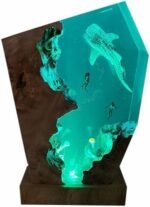 Whale Shark Ocean Resin Lamp, Handmade Wooden Table Resin Night Light, USB Port Art Ornaments for Home Office Decor, Scuba Diver Gifts for Birthday Holiday, Valentine's Day Gifts for Husband : Tools & Home Improvement