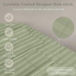 Threadmill 500 Thread Count King Size Damask Stripe, 4 Pc Luxury Cotton Bed Sheet Set, Silky Soft Sage Green Sheets with 16" Elasticized Deep Pocket, 2 Pillowcases & Free Tote Bag : Home & Kitchen - Image 4