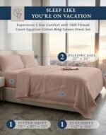 100% Egyptian Cotton King Bed Sheets – Premium 1000 Thread Count Silky Sateen Sheet for All Season Comfort, 15" Deep Pocket King Sheets Set, OEKO-TEX Certified, Durable & Machine Washable - Sepia Rose : Home & Kitchen - Image 2