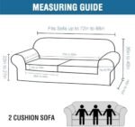 H.VERSAILTEX 3 Piece Stretch Sofa Covers for 2 Cushion Sofa Couch Covers for Living Room Sofa Slipcovers (Base Cover Plus 2 Seat Cushion Covers) Thicker Jacquard Fabric(Large Sofa, Ivory) : Home & Kitchen - Image 2