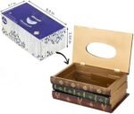 Crafted Classical Retro Wooden Antique Book Tissue Box Cover Rectangular Tissue Holder Dispenser Paper Cover Case Napkin Holder Home Decor for Bathroom Living Room Office car Kitchen : Home & Kitchen - Image 2