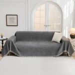 MYSKY HOME Couch Cover for Dogs, Washable Couch Covers, Non Slip Sofa Cover, Couch Cover 2 Cushion Sofa Dogs Furniture Protector with Tassels, Chenille Sofa Slipcover for Pets, 71"x118", Dark Grey : Home & Kitchen - Image 9